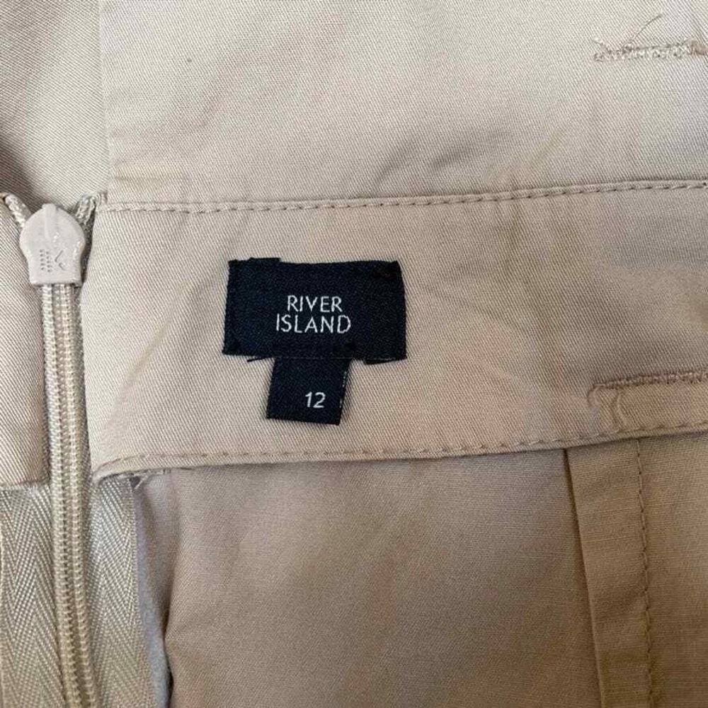 River Island Safari Skirt Womens 12 Brown Paperbag Waist Faux Button Front - Picture 7 of 9